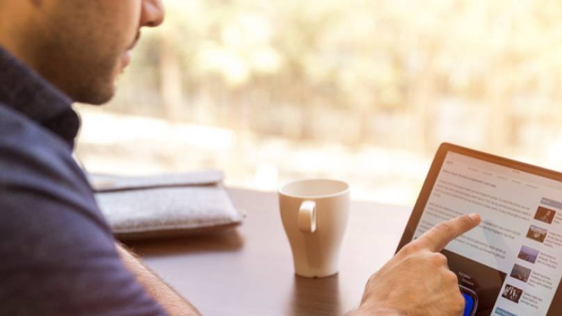 man working on a tablet