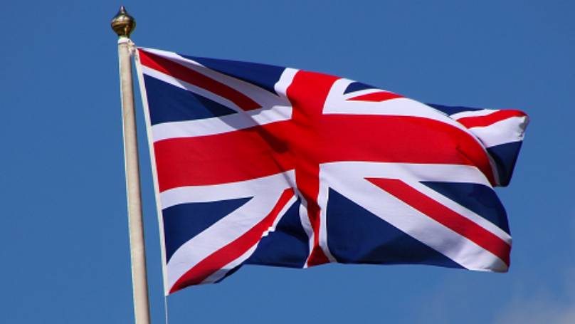 Union Jack flag at top of flag pole