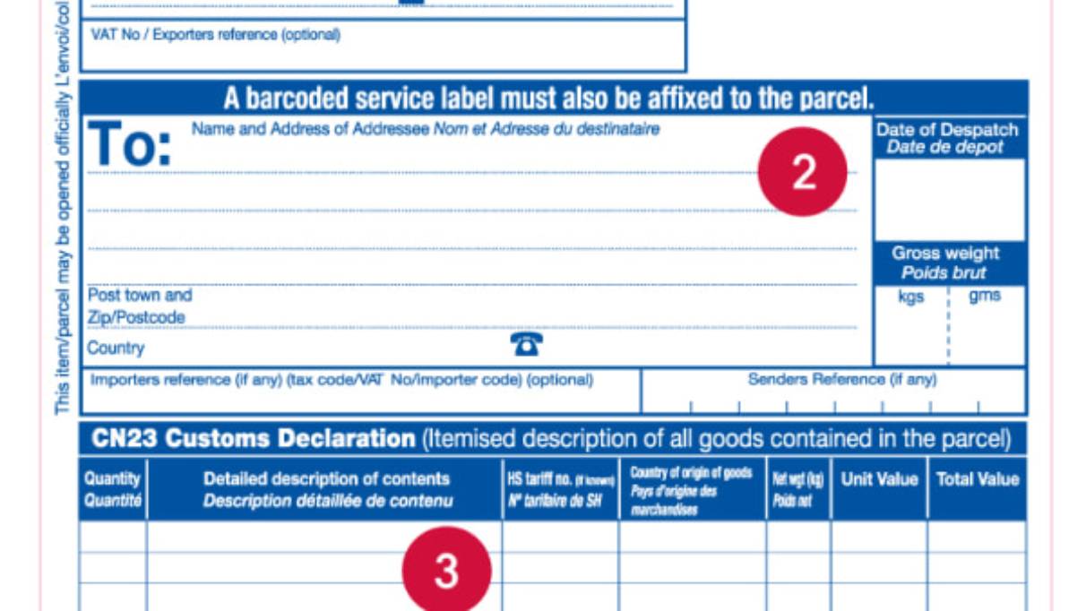 Example of the dispatch Pack CP72 form