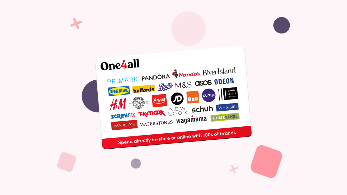 one4all card displaying the many brands you can use it on