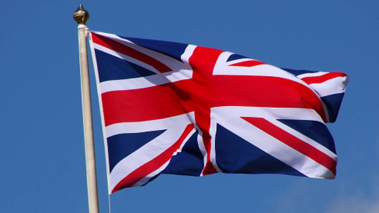 Union Jack flag at top of flag pole