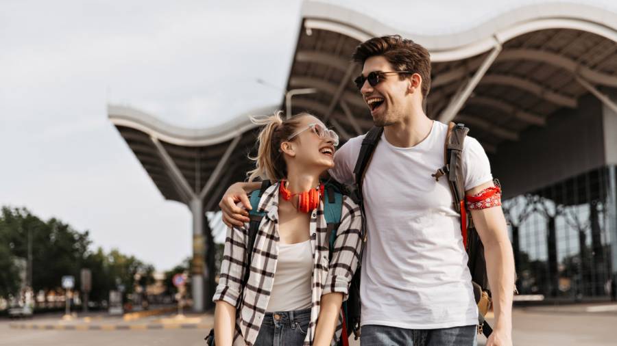 couple laughing