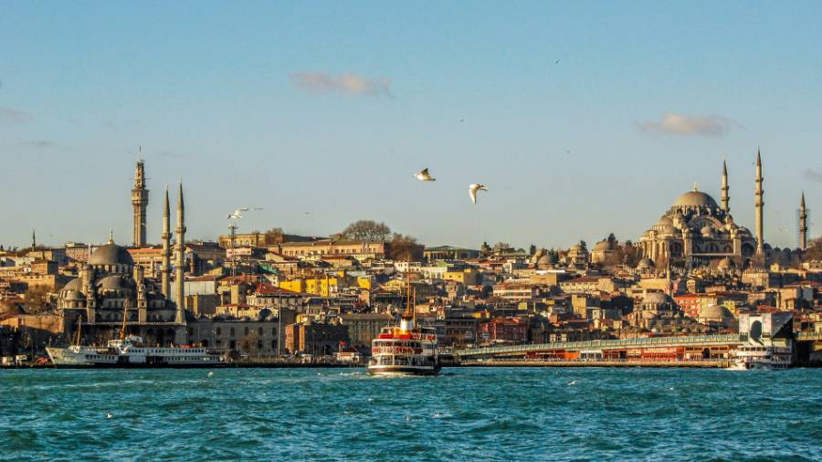 Istanbul featuring mosques and other city buildings near body of water during daytime
