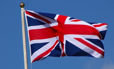 Union Jack flag at top of flag pole