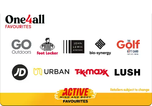 one4all active favourites gift card