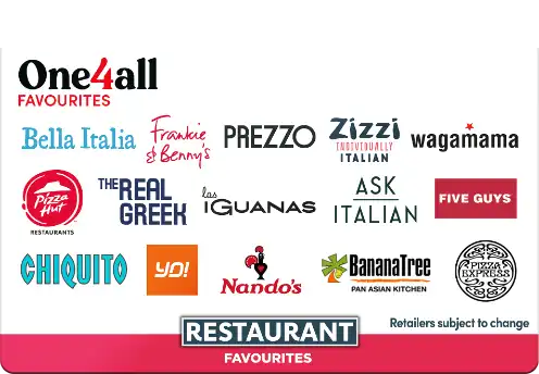 one4all restaurant favourites gift card