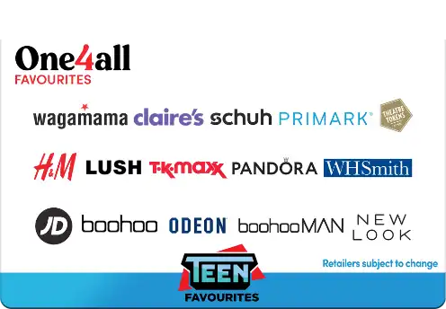 one4all teen favourites gift card