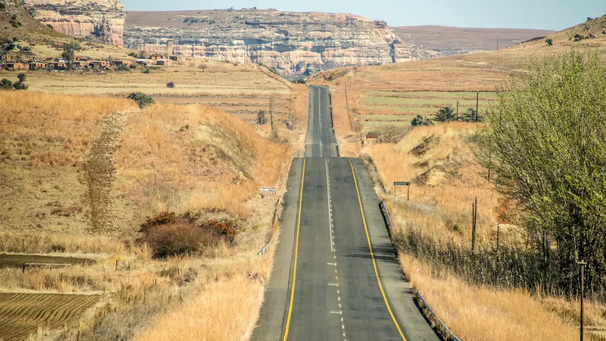 Route 66, a straight two lane asphalt highway across the painted dessert
