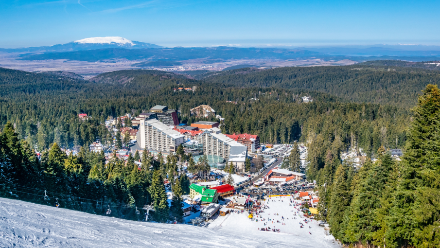 European ski resort seen from above