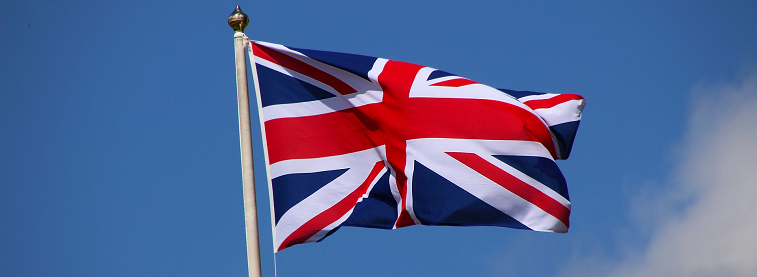 Union Jack flag at top of flag pole