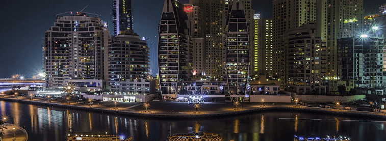 Dubai skyline at night