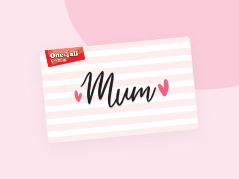 pink gift card with a heart and the word Mum