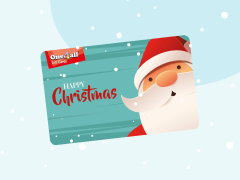 Christmas gift card featuring Santa Clause