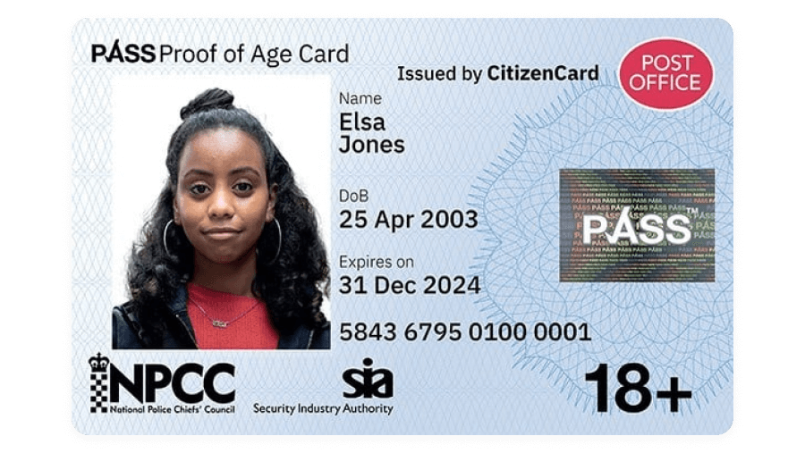 Post Office Pass card