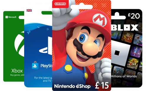 gaming gift cards, nintendo gift card at the front