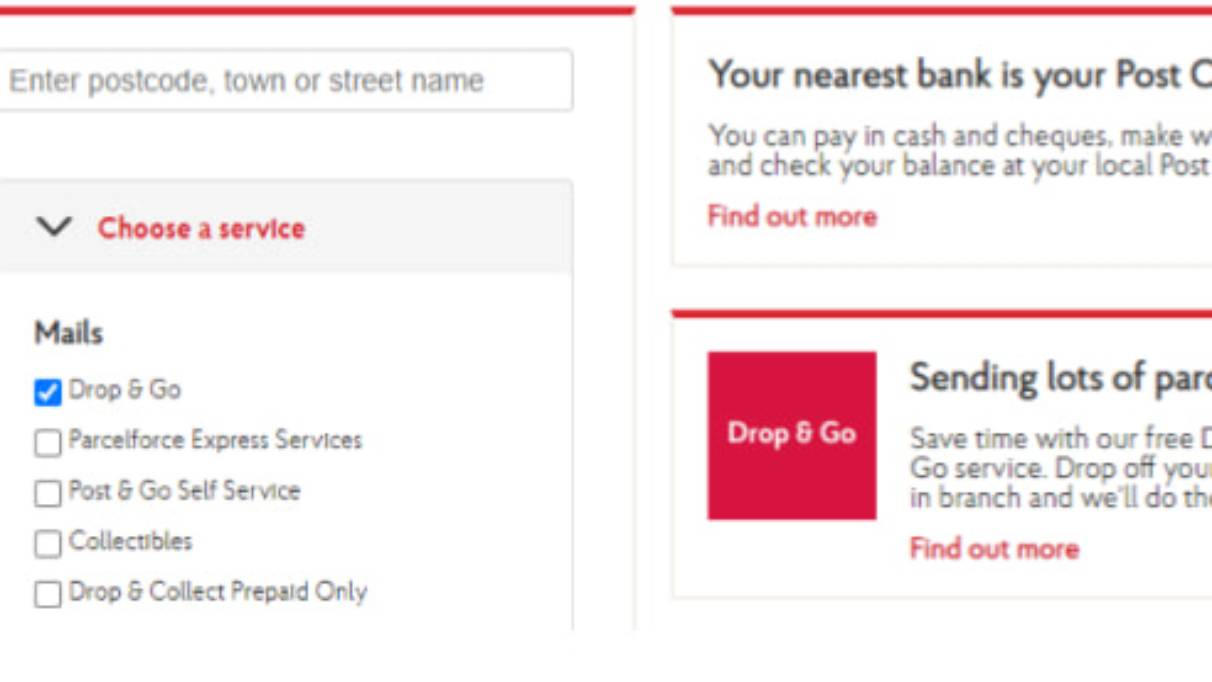 Screengrab of the Sign up for Drop & Go