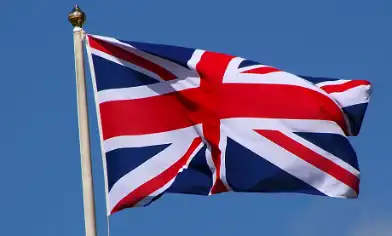 Union Jack flag at top of flag pole