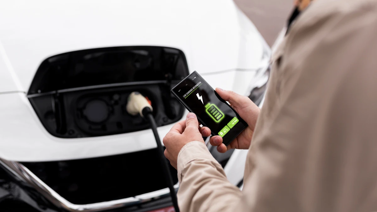 Close up on new electric car